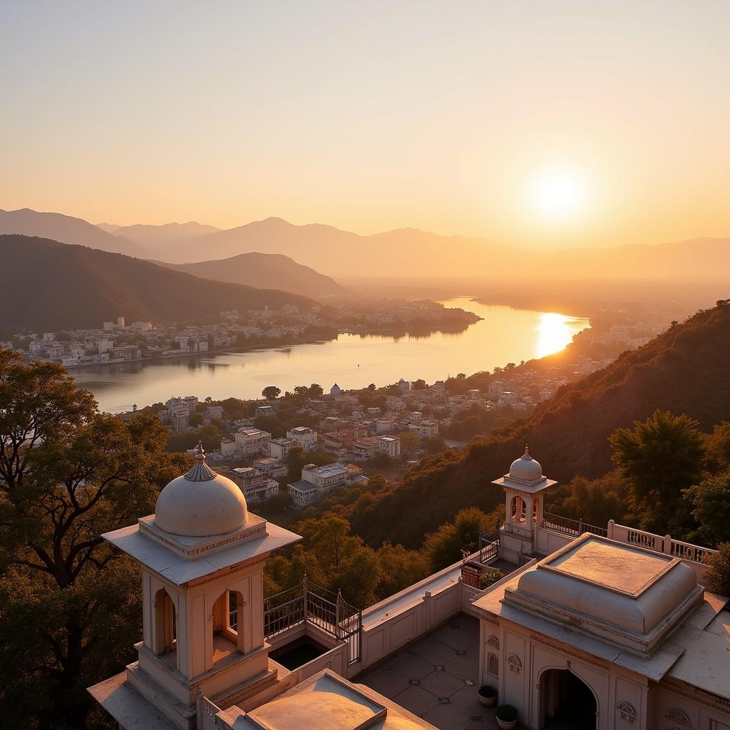 Rooftop view from Udaipur homestay