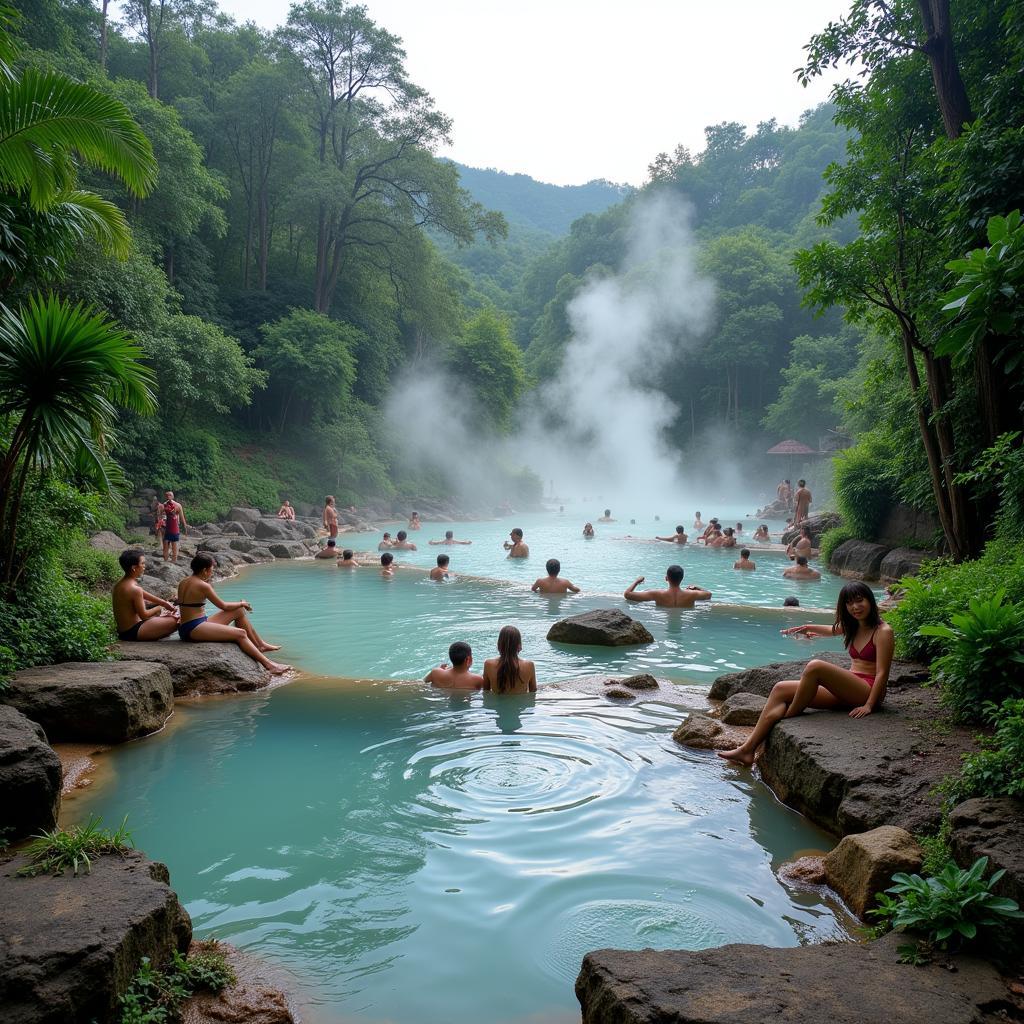 Relaxing at Ulu Legong Hot Springs in Baling, Malaysia