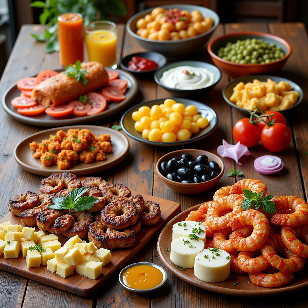 Variety of Spanish Tapas on a Table