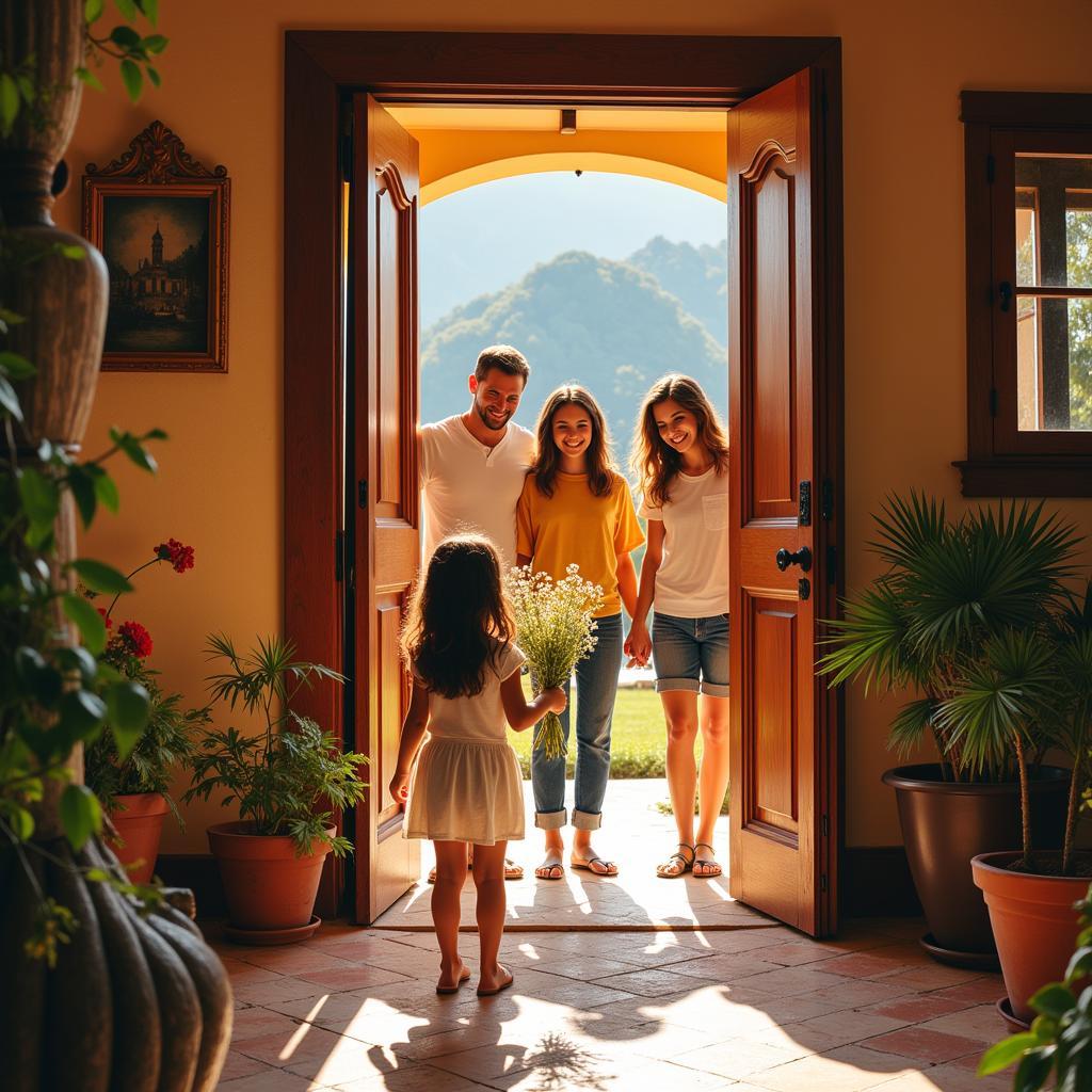 Spanish Family welcoming guests at Adrian Rafael Homestay