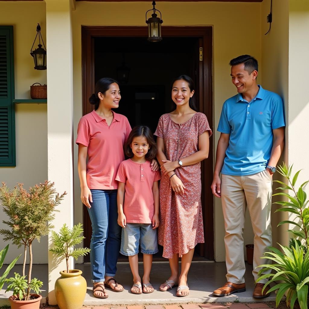 A family welcoming guests to their Agumbe homestay