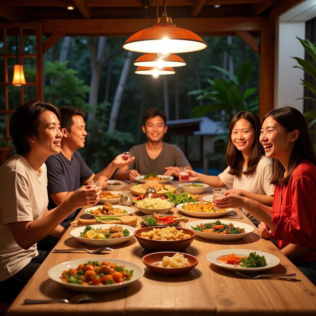 An Bang Beach Homestay Family Dinner