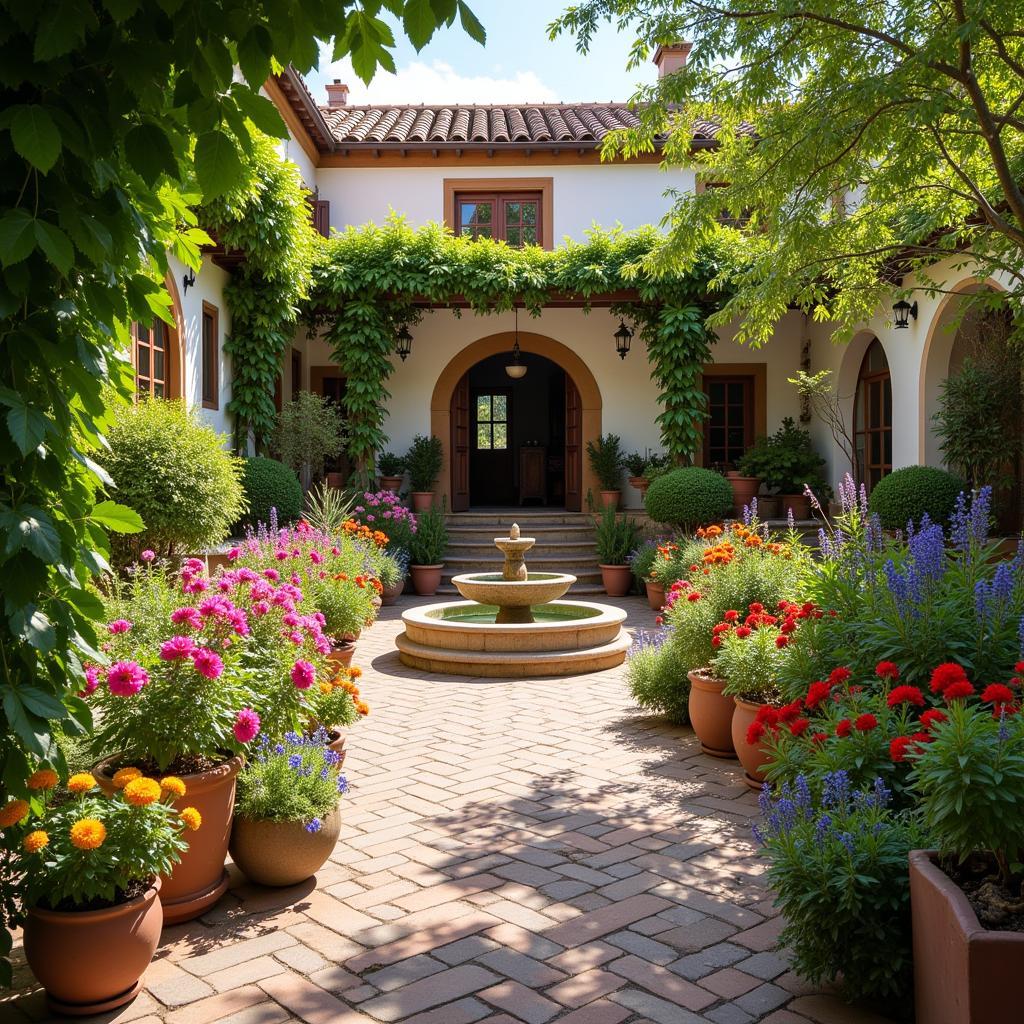 Traditional Andalusian courtyard in a homestay