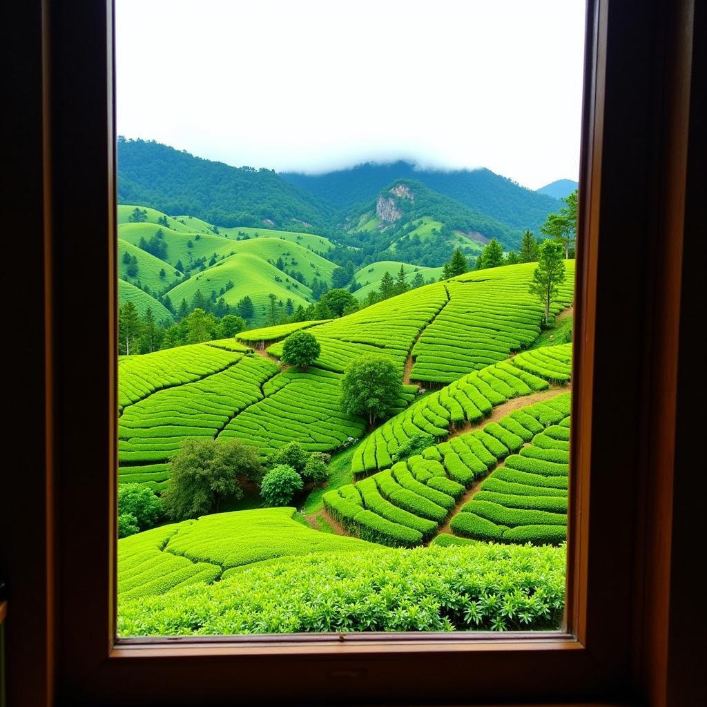 View of Tea Plantations from Anna Homestay Munnar