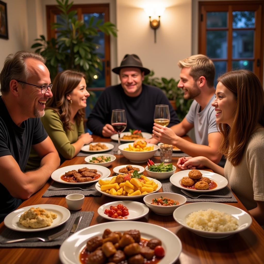 Family enjoying a traditional Argentine dinner during a homestay