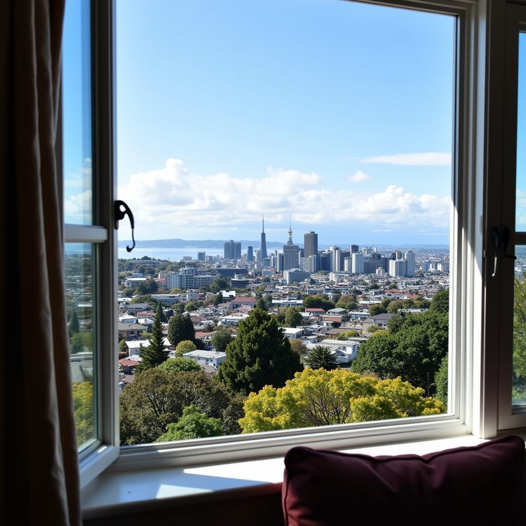 Auckland Cityscape View from Homestay Window