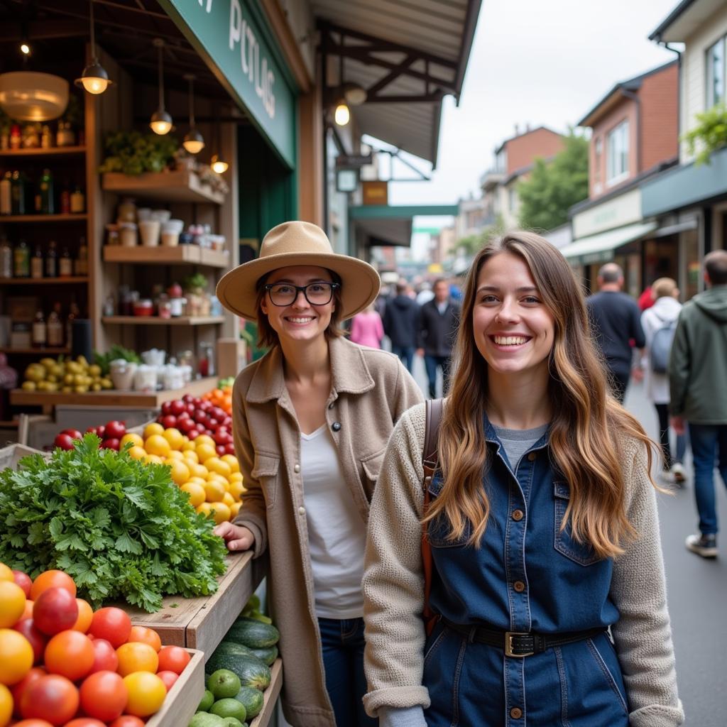 Visiting a local market with homestay host