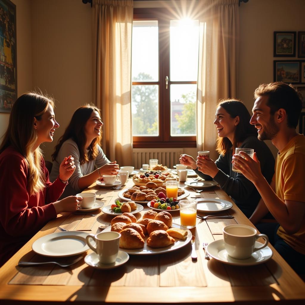 Enjoying an Authentic Spanish Breakfast with Your Host Family