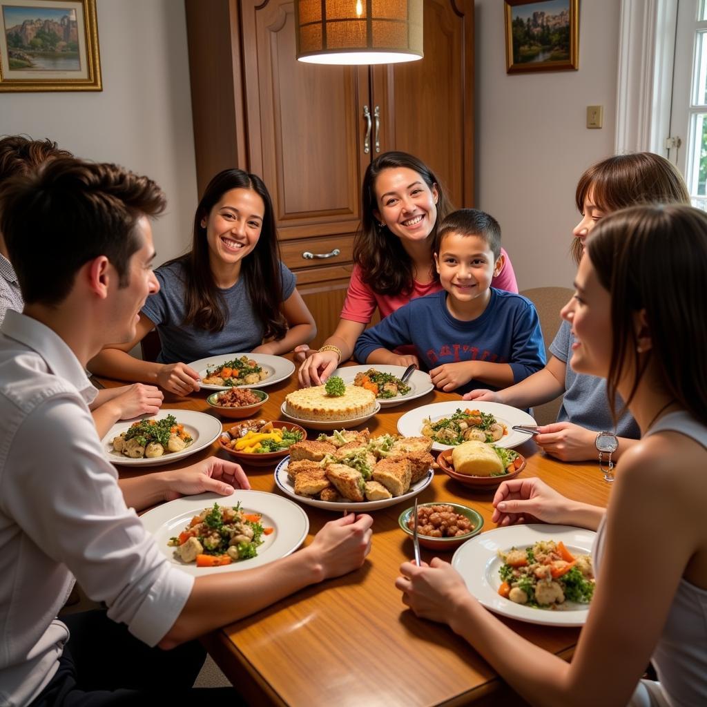 Authentic Spanish Family Meal during Cruise Homestay