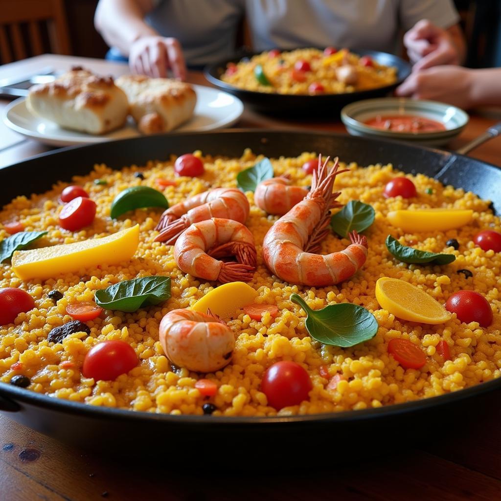 Authentic Spanish Paella Prepared for a Homestay Dinner