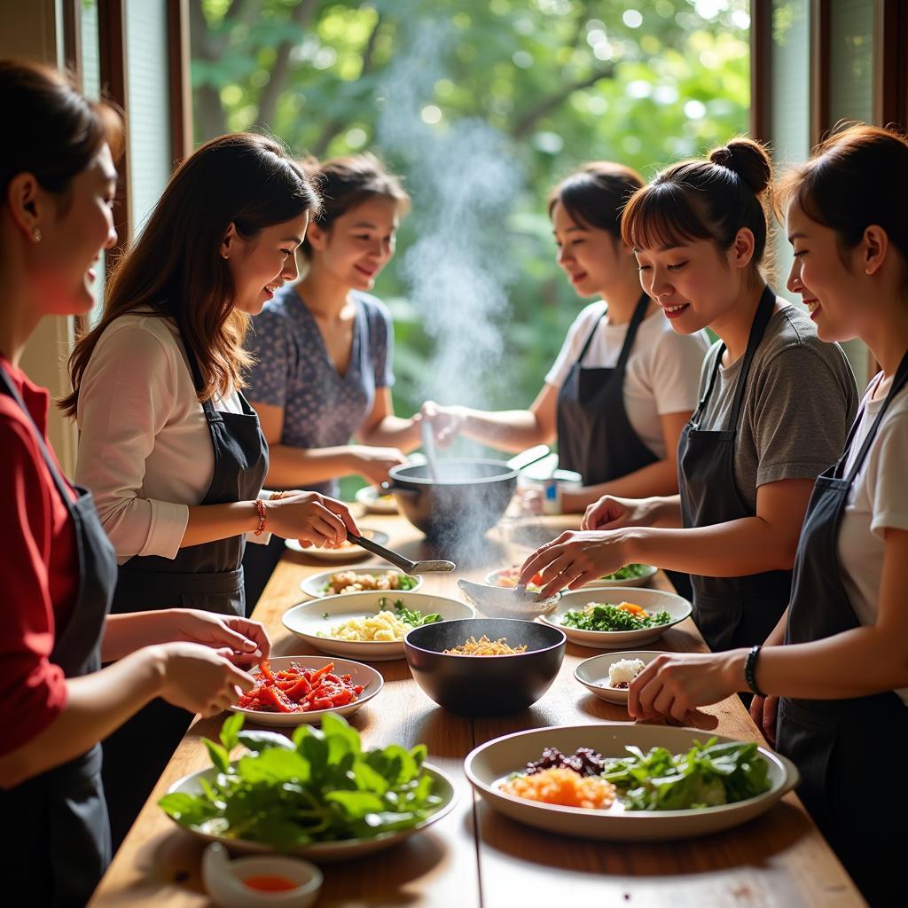 Learning to cook authentic Thai dishes during a homestay