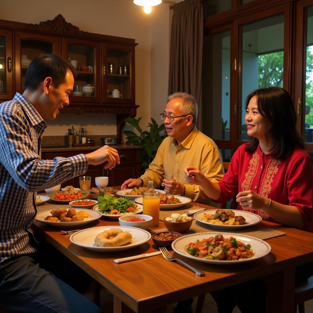 Malaysian Family Enjoying Dinner at Baiti Homestay