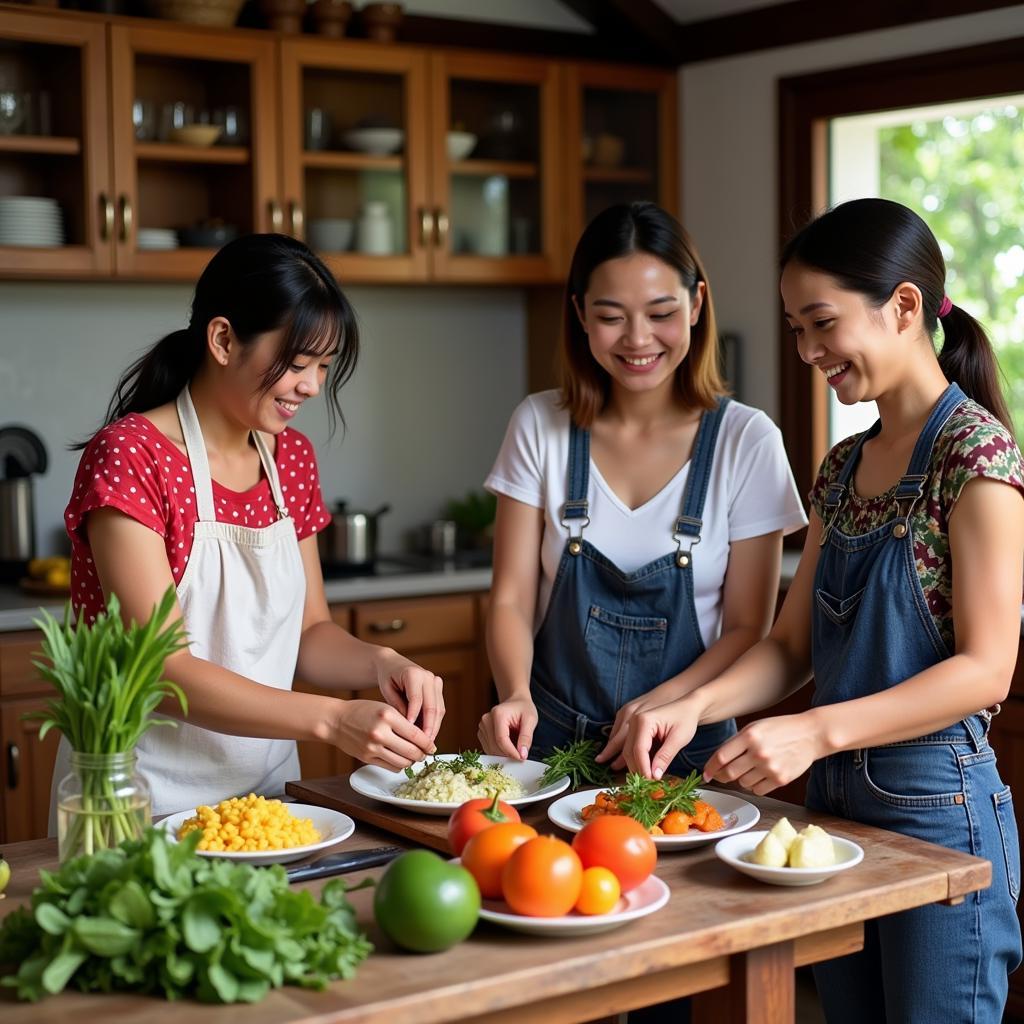 Balinese Family Preparing a Traditional Meal