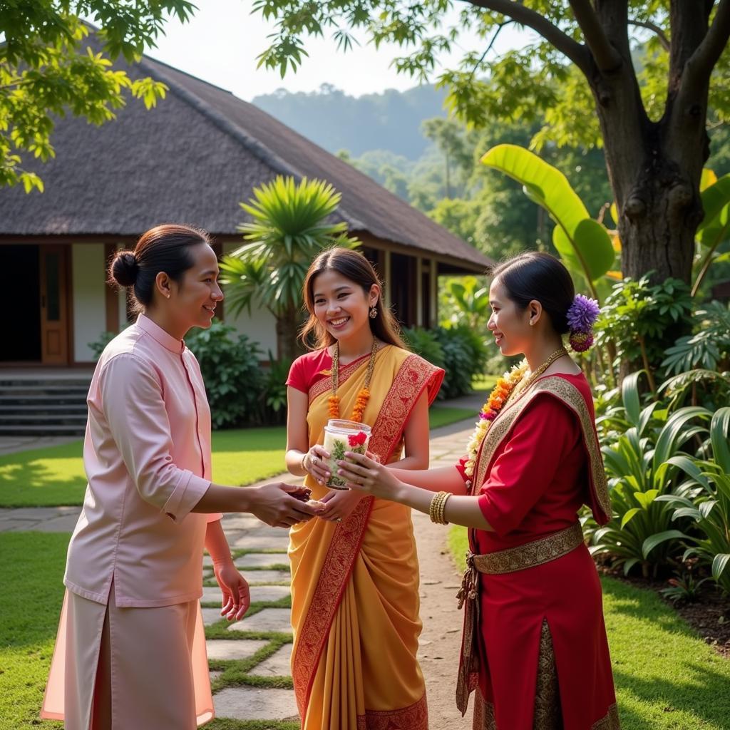 Balinese Family Welcoming Guests at a Nyuh Kuning Homestay