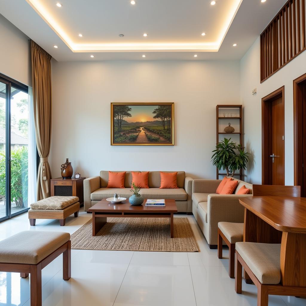 Interior view of a spacious and comfortable banglo homestay living room in JB