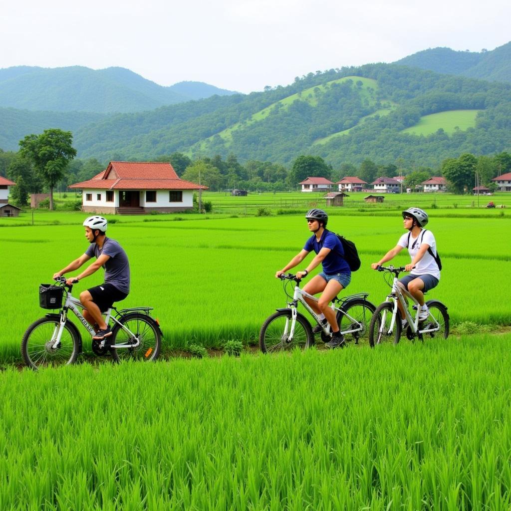 Cycling Through the Rice Paddies Near a Battambang Homestay