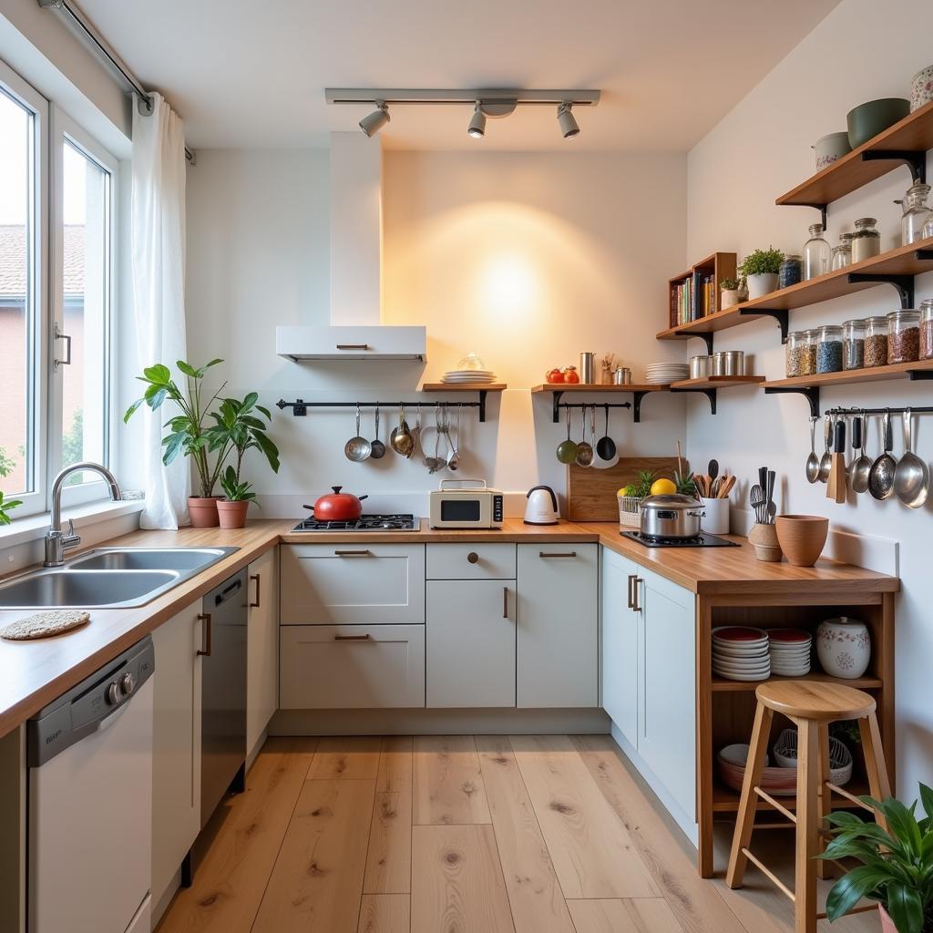 Shared kitchen in a Berlin homestay hostel