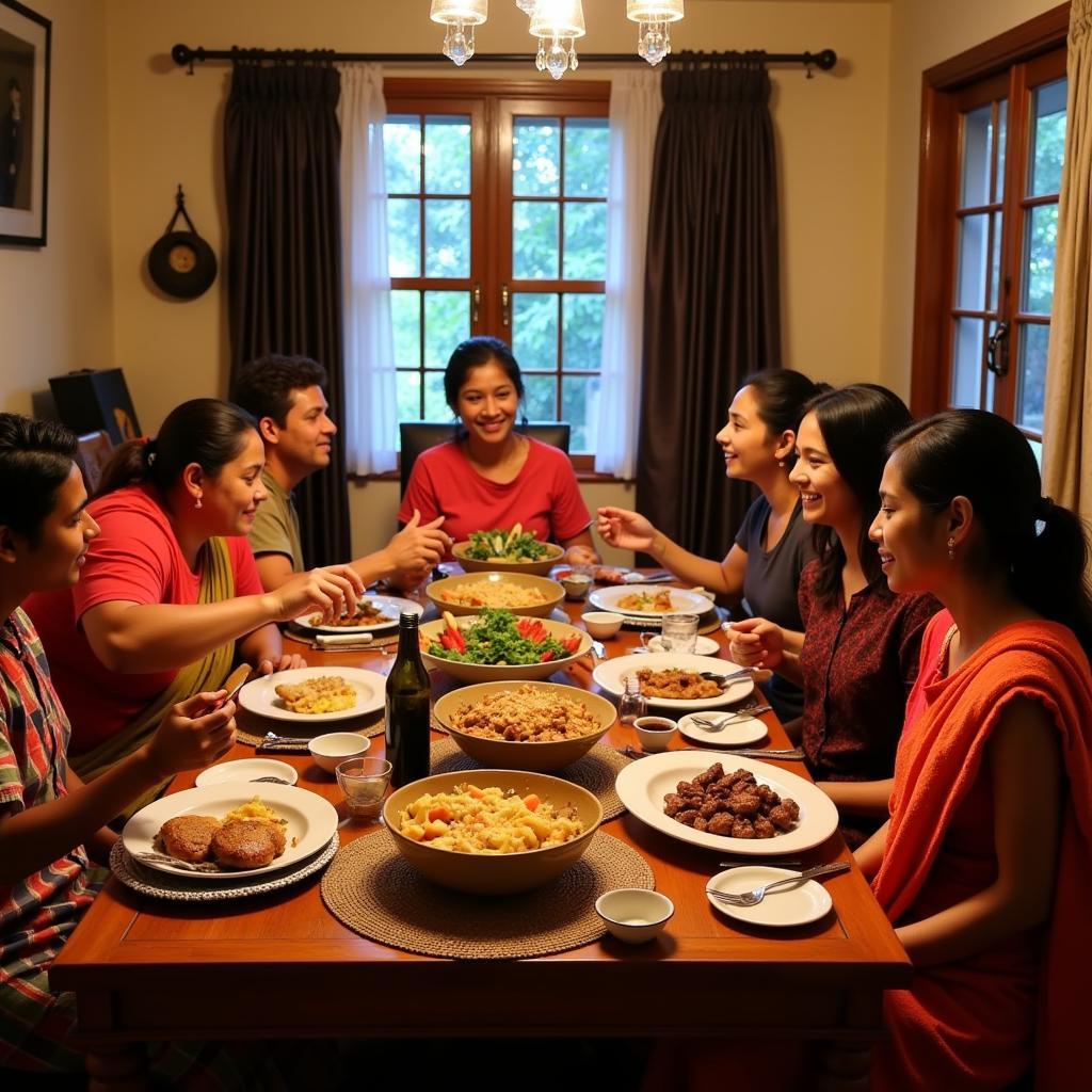 Family dinner at a homestay in Ella