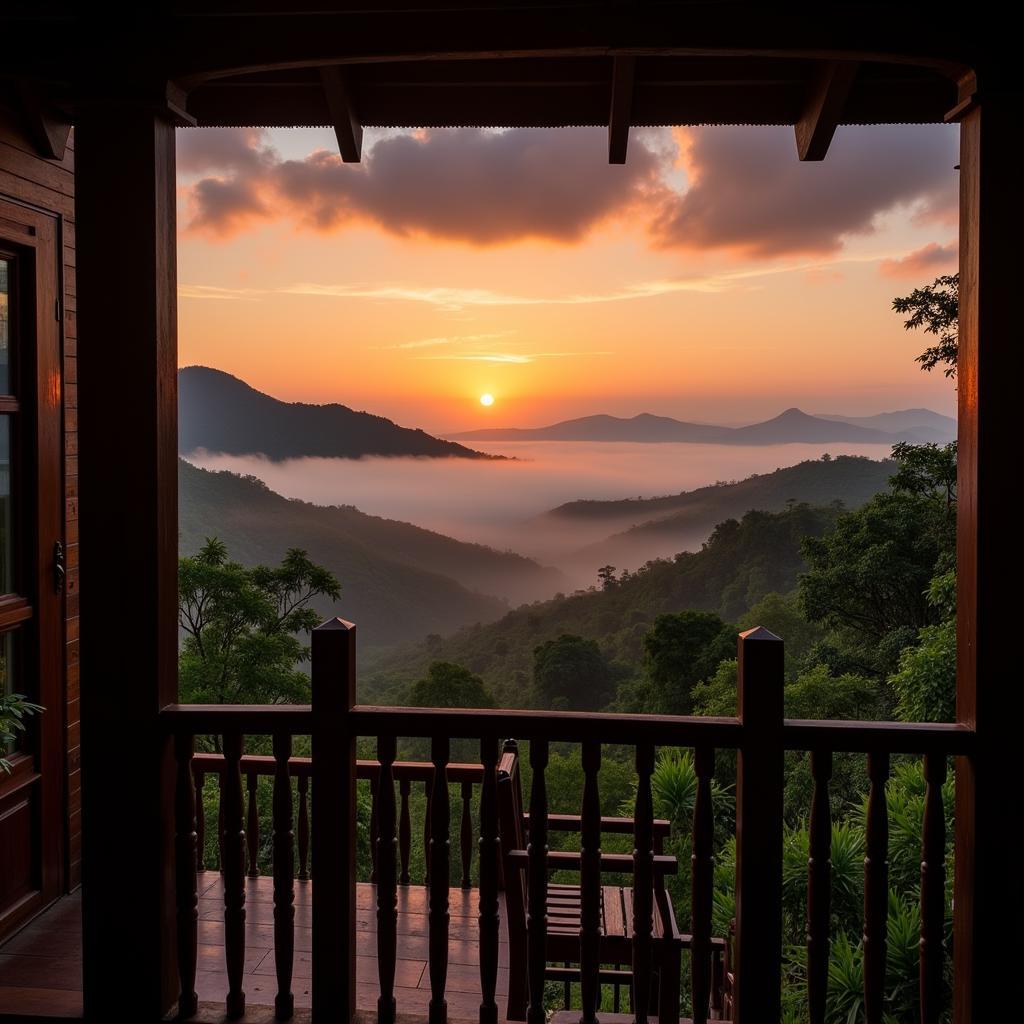 Sunrise view from a Betong Thailand Homestay balcony