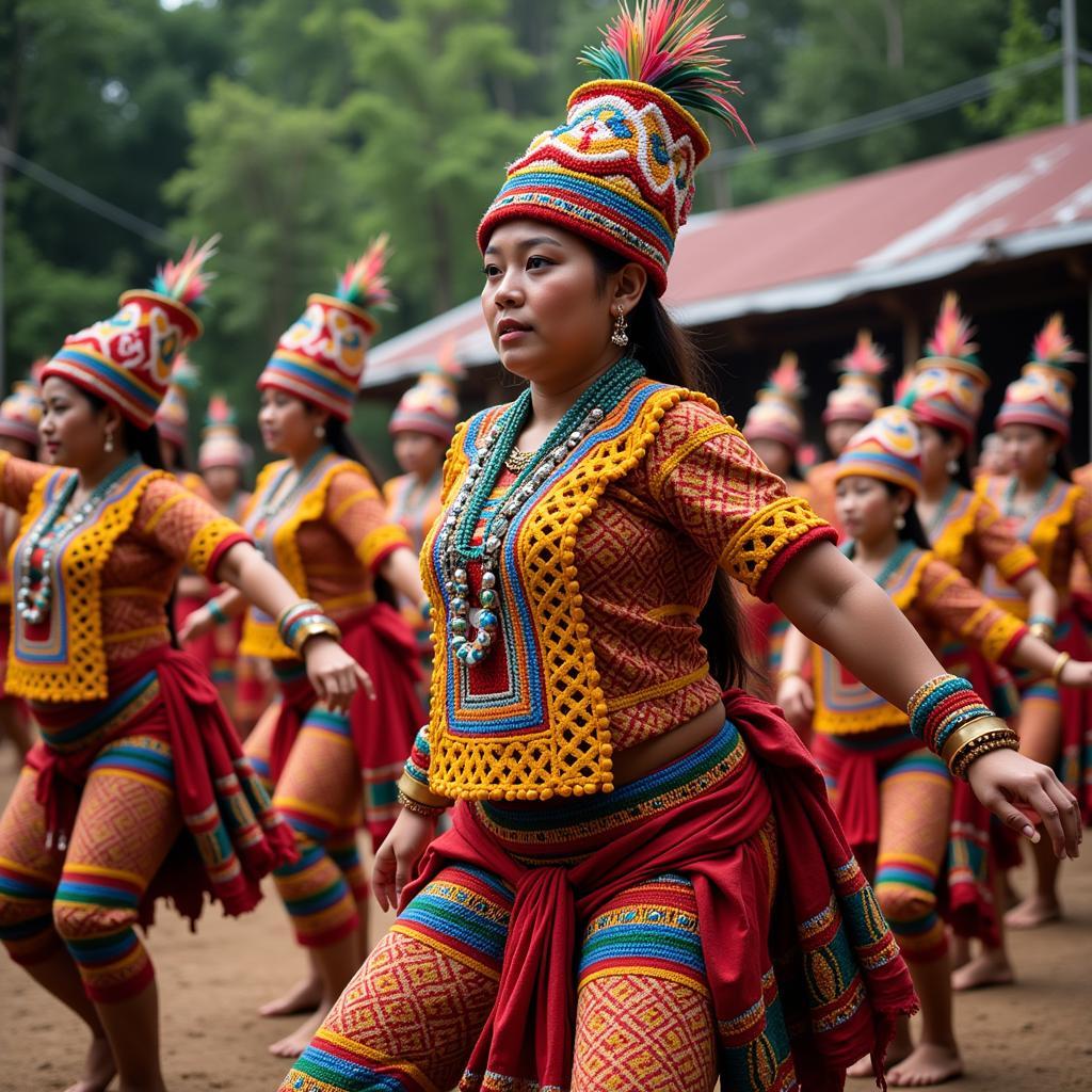 Bidayuh cultural performance in Kampung Pandan