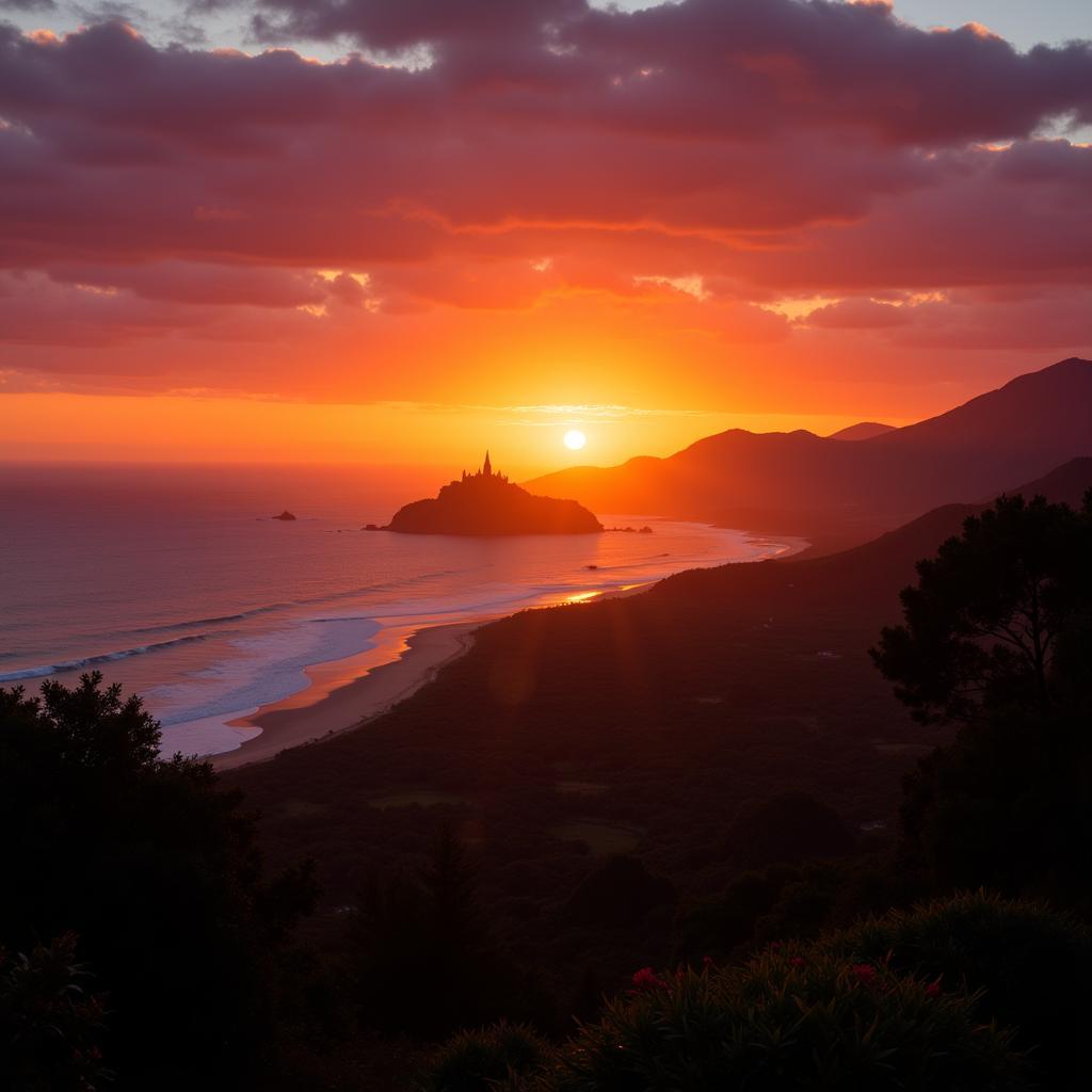 Sunset at Uluwatu Temple from Bingin