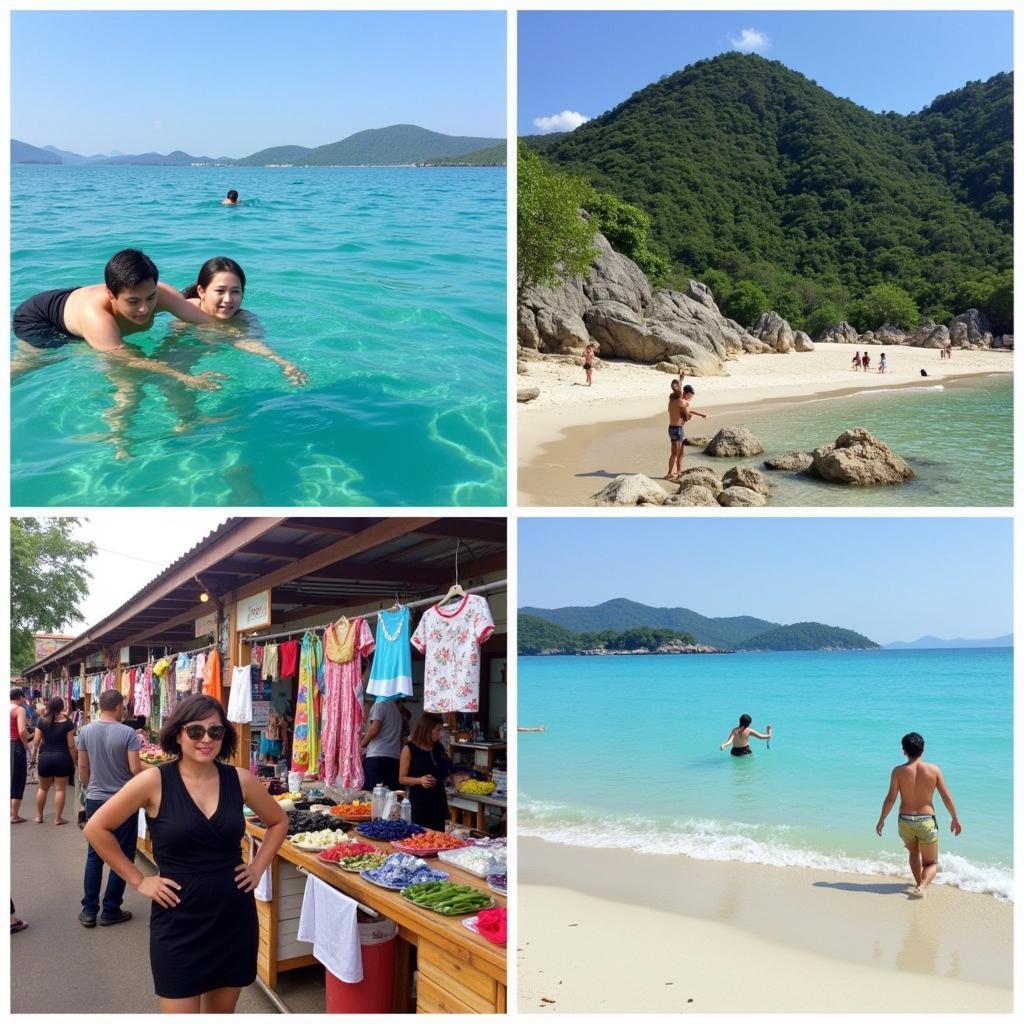 Tourists enjoying various activities on Binh Hung Island