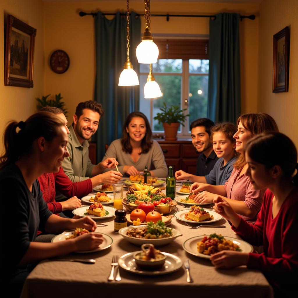 Family dinner in a binsuluk homestay