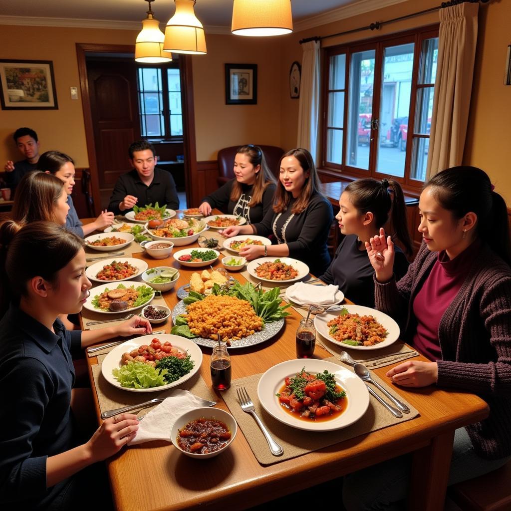 Traditional Hmong meal at Bong Bang Homestay