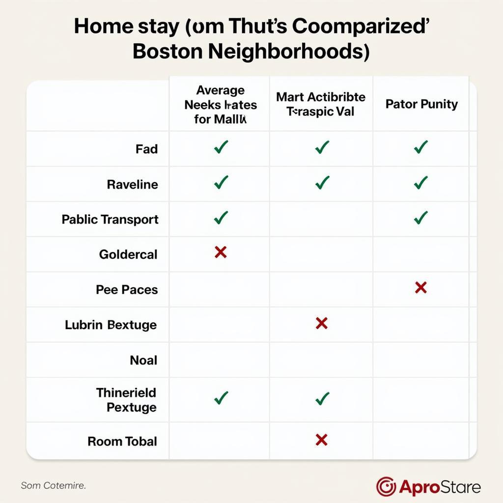 Boston Homestay Rates Comparison Chart