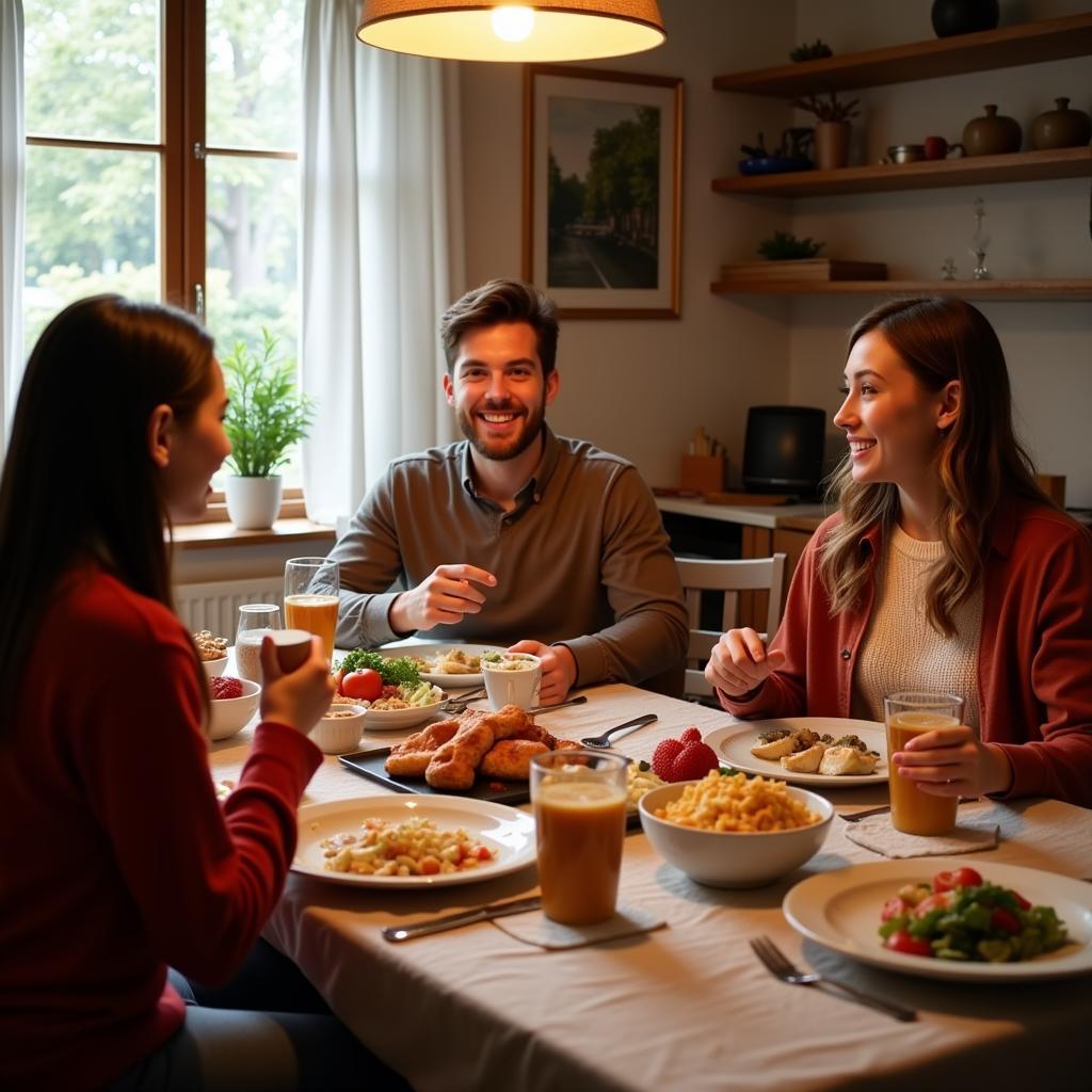 Family dinner in a Brock University homestay