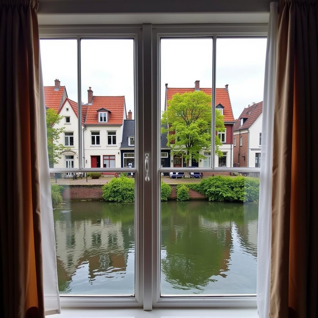 Charming Bruges canal view from a homestay window