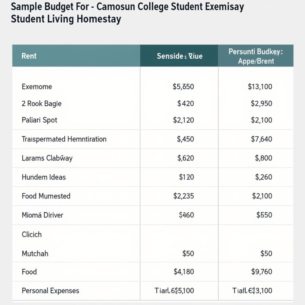 Budgeting for Camosun College Homestay