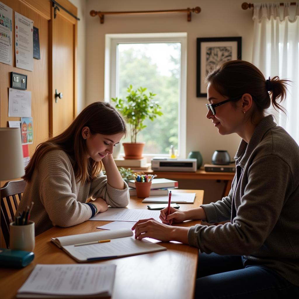 Canadian Homestay Student Studying with Host Family Support