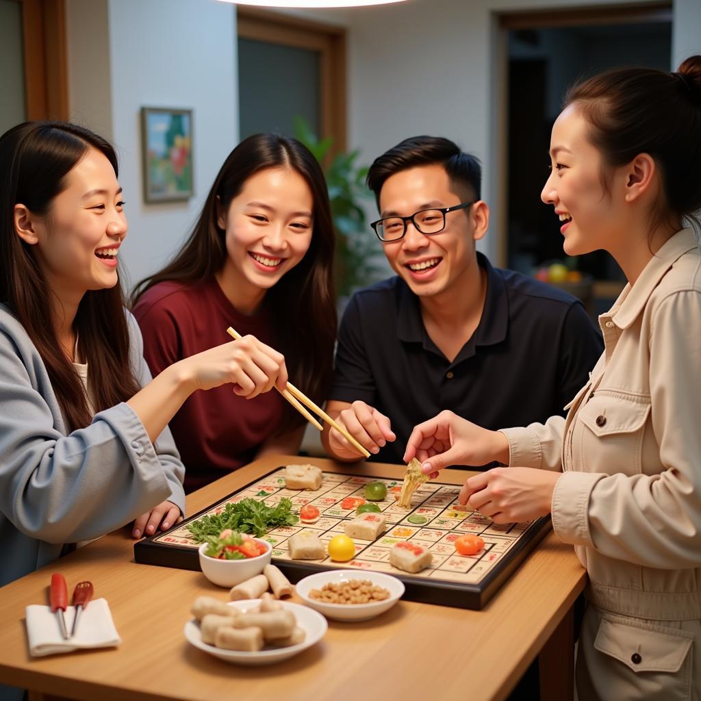 Guests participating in activities with their host family in Cat Ba