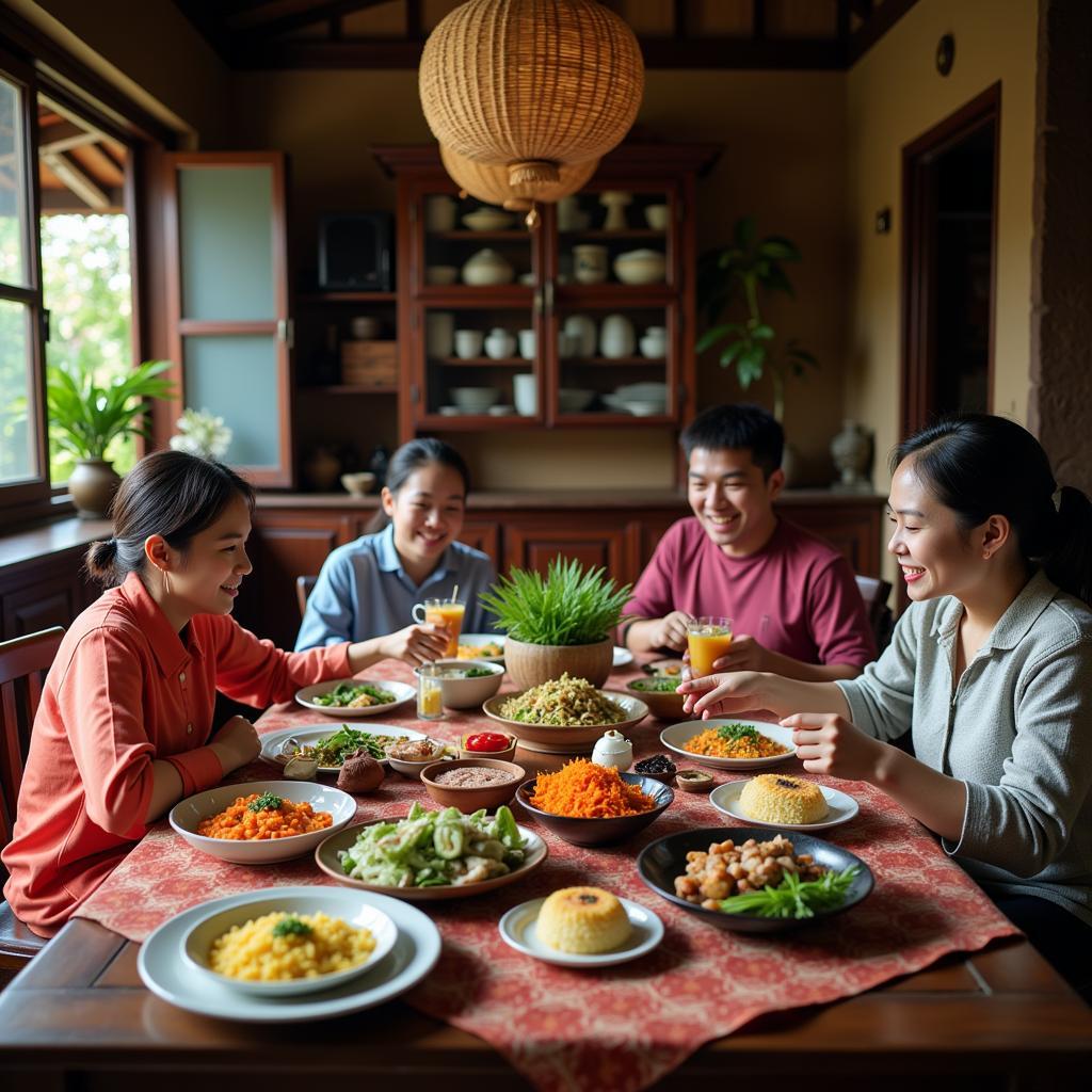 Sharing a Meal with a Local Family in Cat Ba