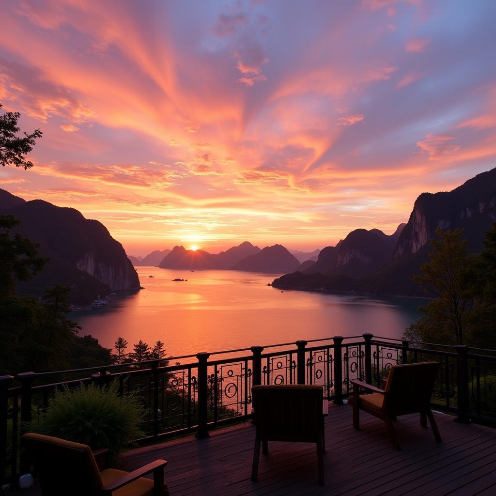 Stunning sunset view from a Cat Ba homestay