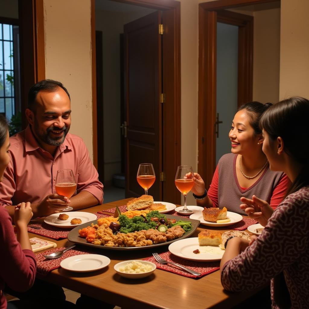 Family enjoying a traditional Odia dinner in a Chandipur homestay