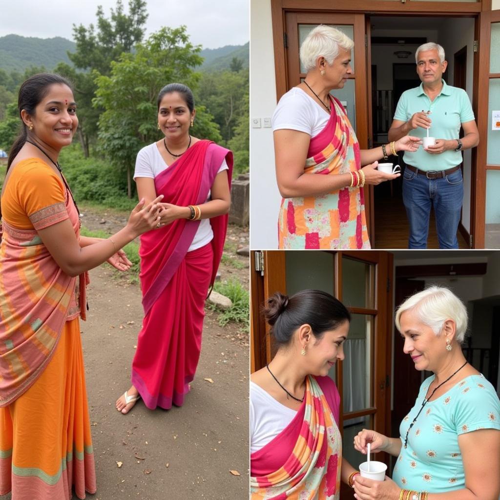 Hosts welcoming guests with traditional Indian hospitality at Chandragiri Homestay