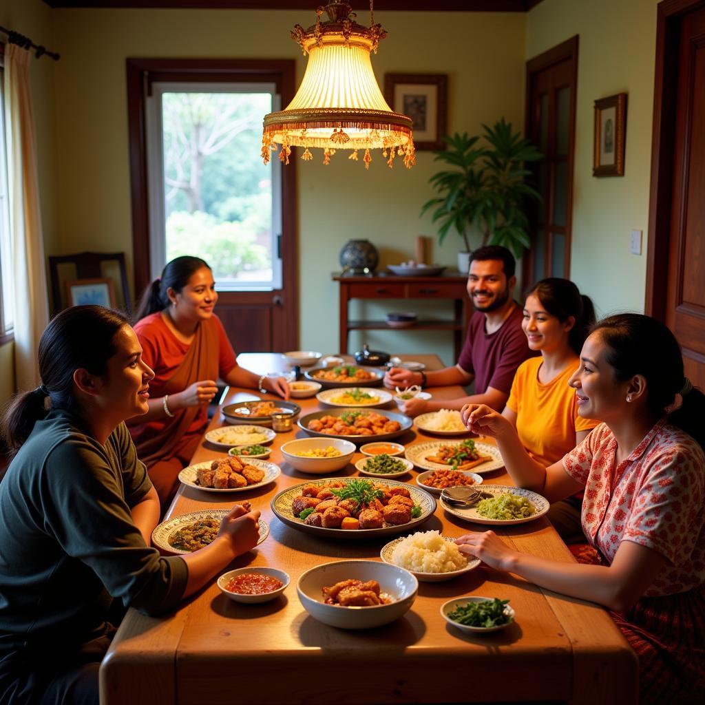 Family meal at a homestay in Thrissur