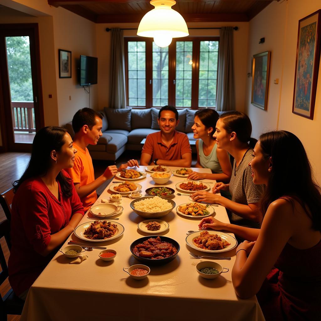 Family dinner at a Chikmagalur homestay