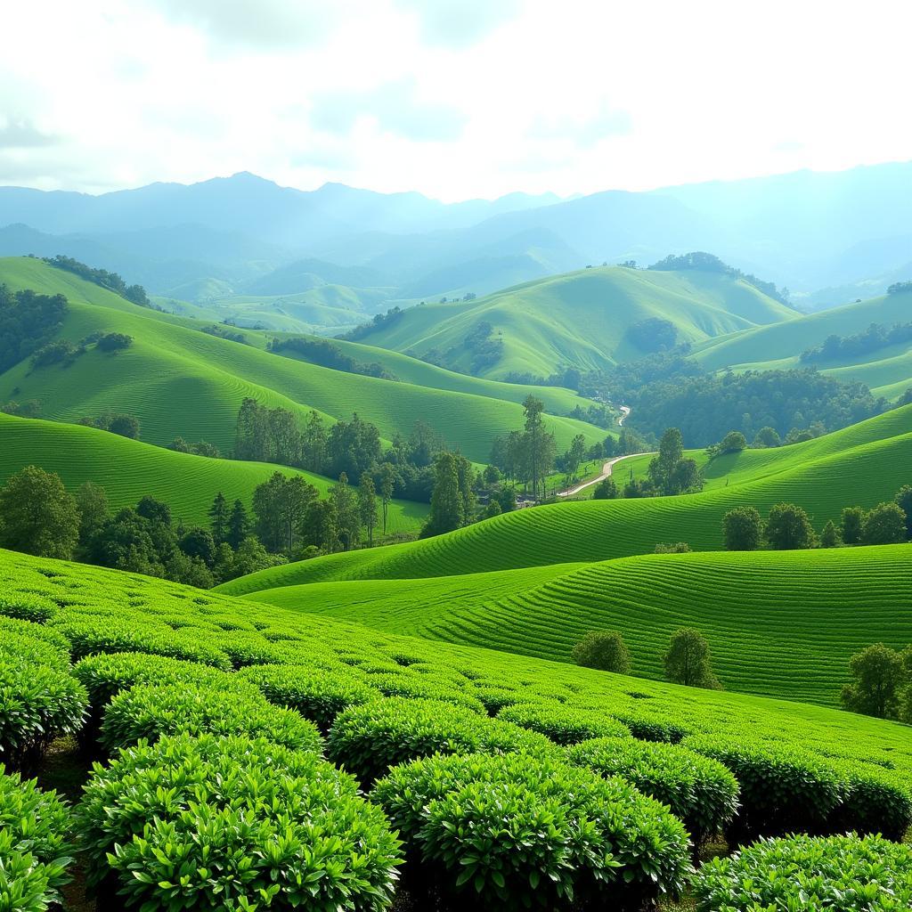 Scenic view of Cianjur tea plantations