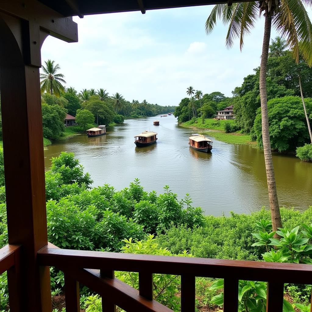 Scenic view of the Cochin backwaters from a homestay