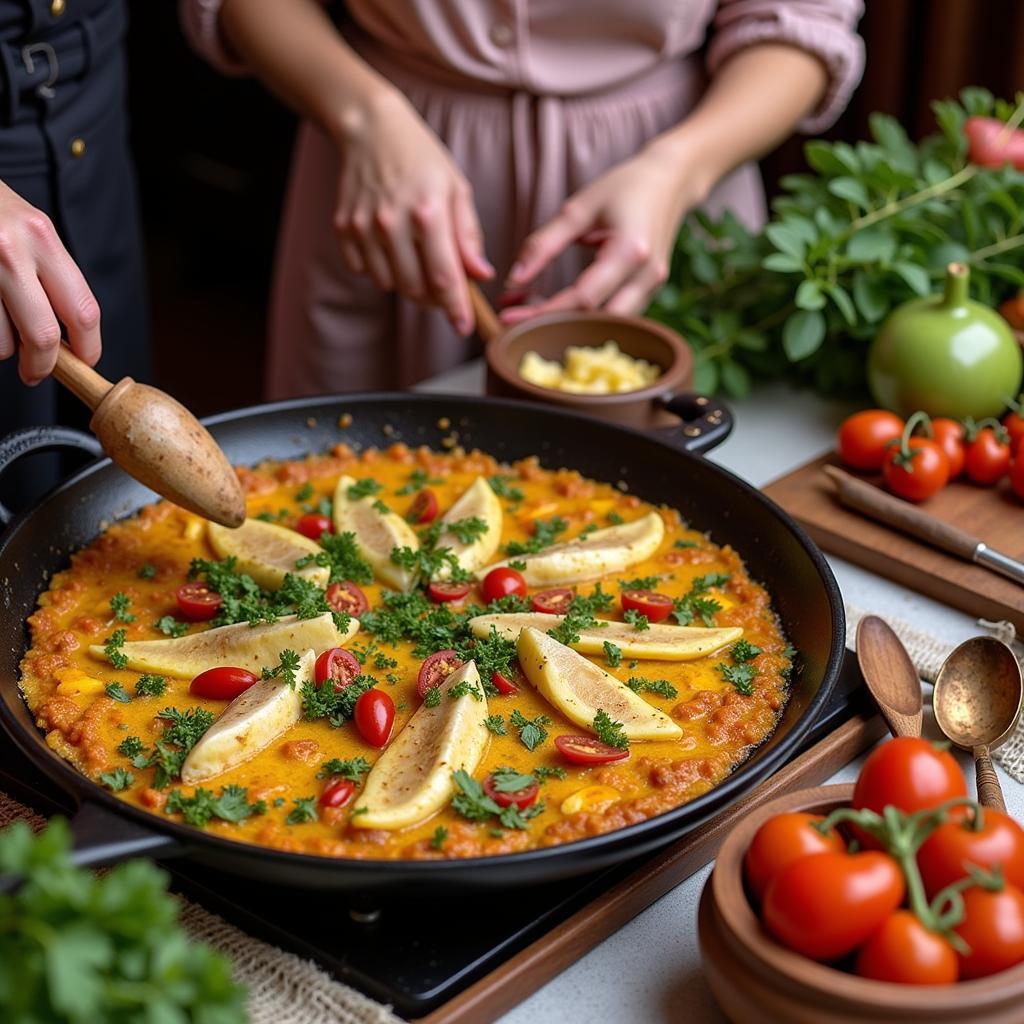 Learning to Cook Paella in a Spanish Homestay