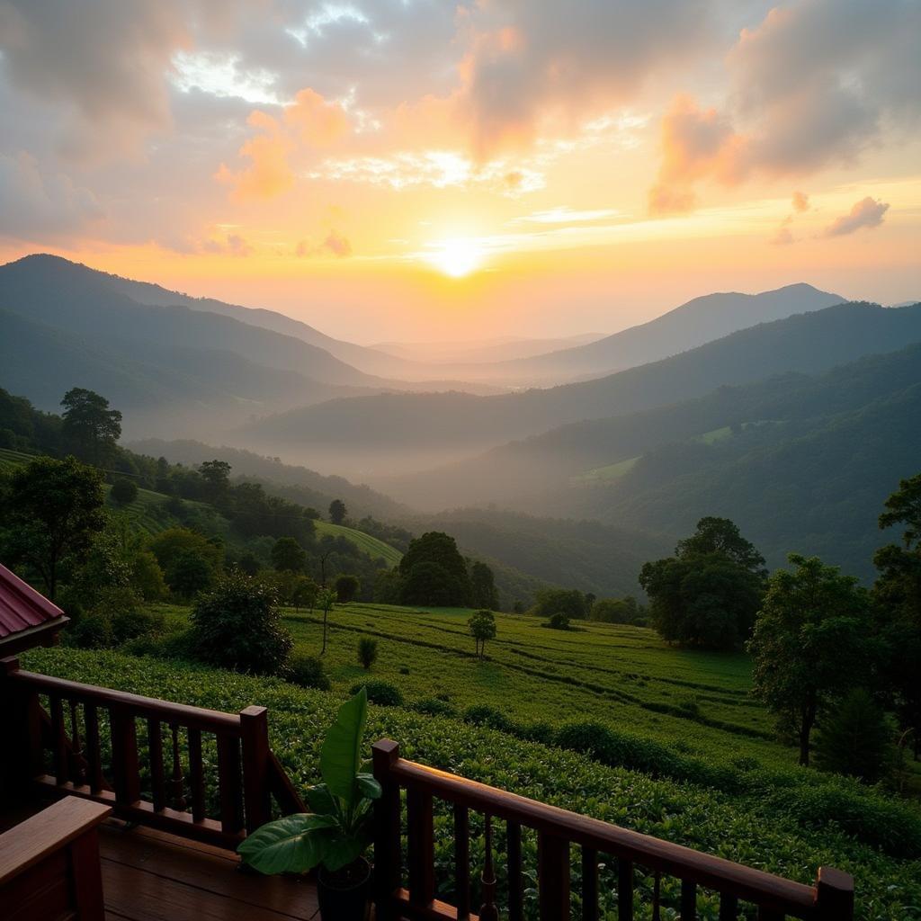 Sunrise view from a Coorg hilltop homestay