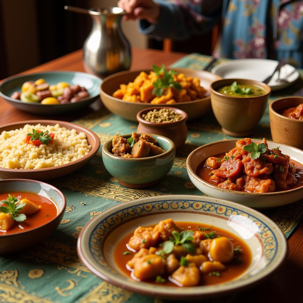 Delicious Coorgi meal served at a homestay