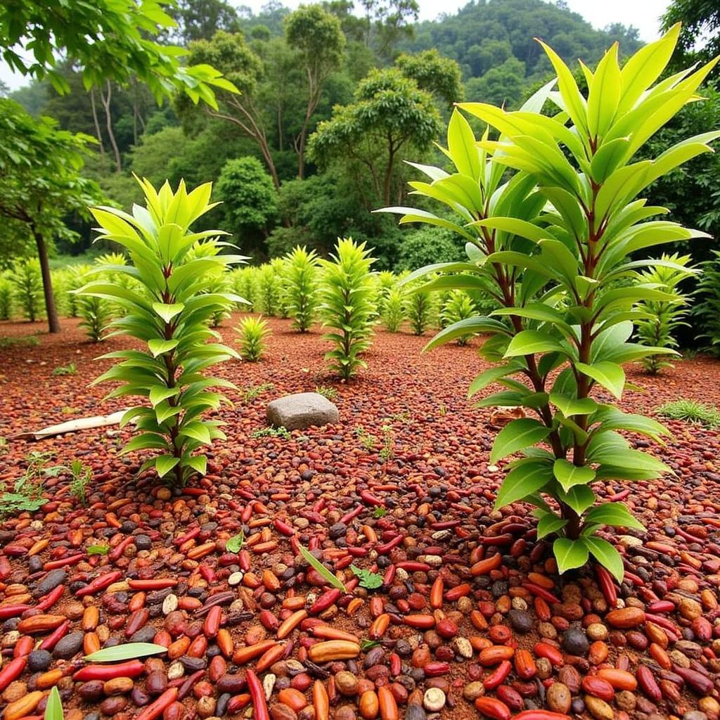 Vibrant spice plantation near Mynas Nest Riverside Homestay in Coorg