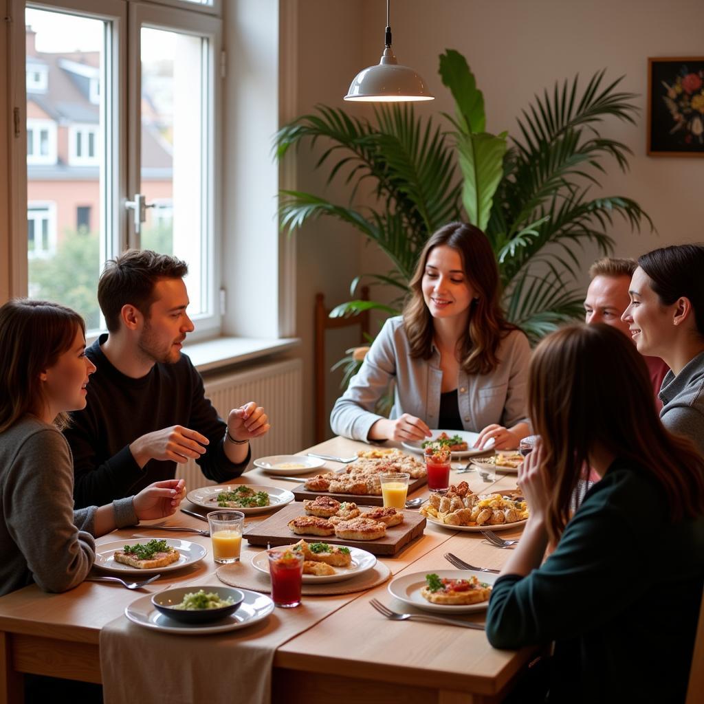 Enjoying a Danish Family Dinner in a Homestay