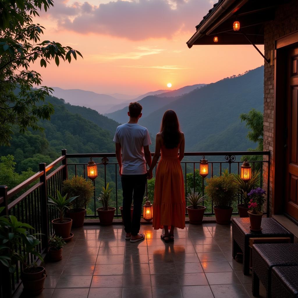 Couple enjoying a romantic view from a Guwahati homestay