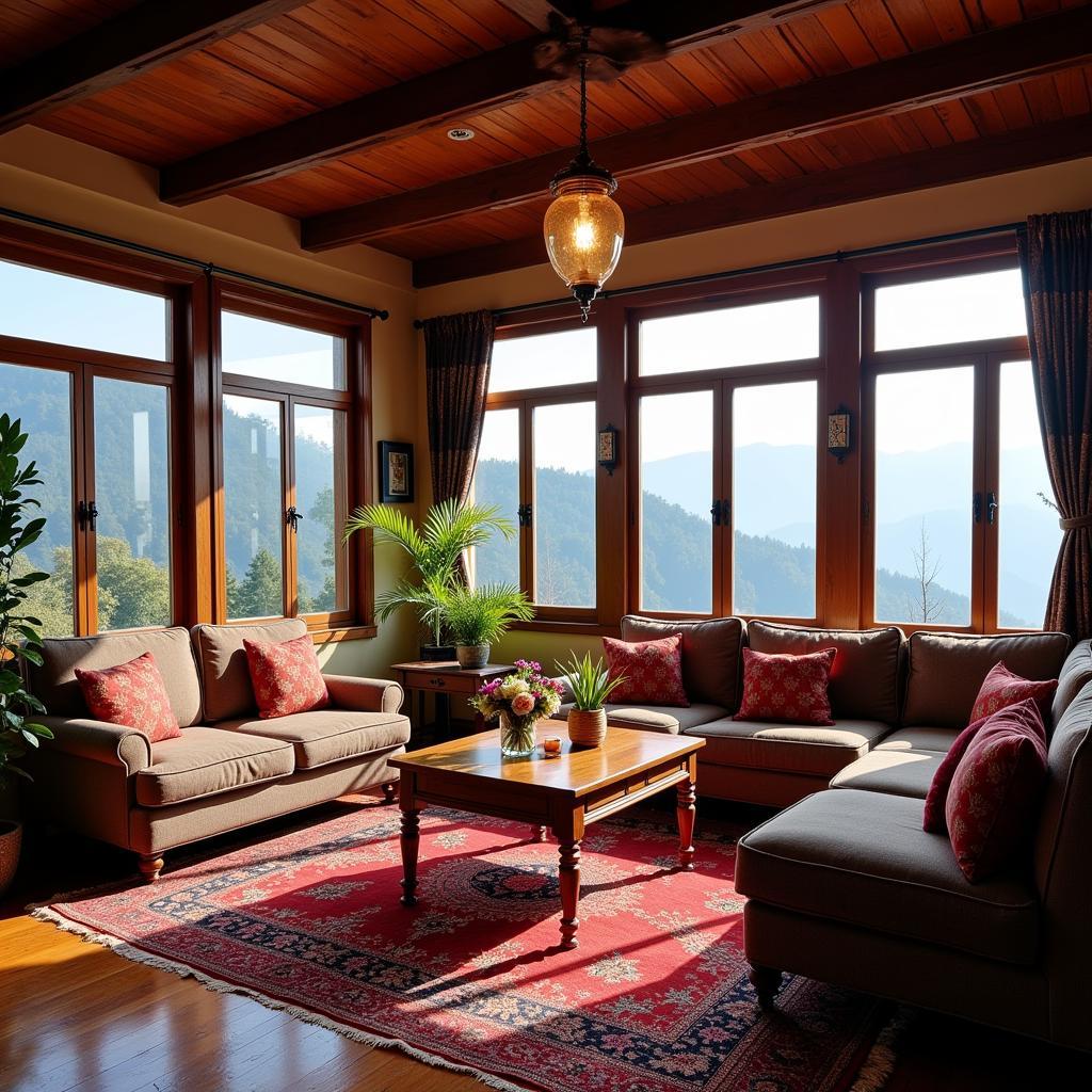 Cozy living room in a Darjeeling homestay