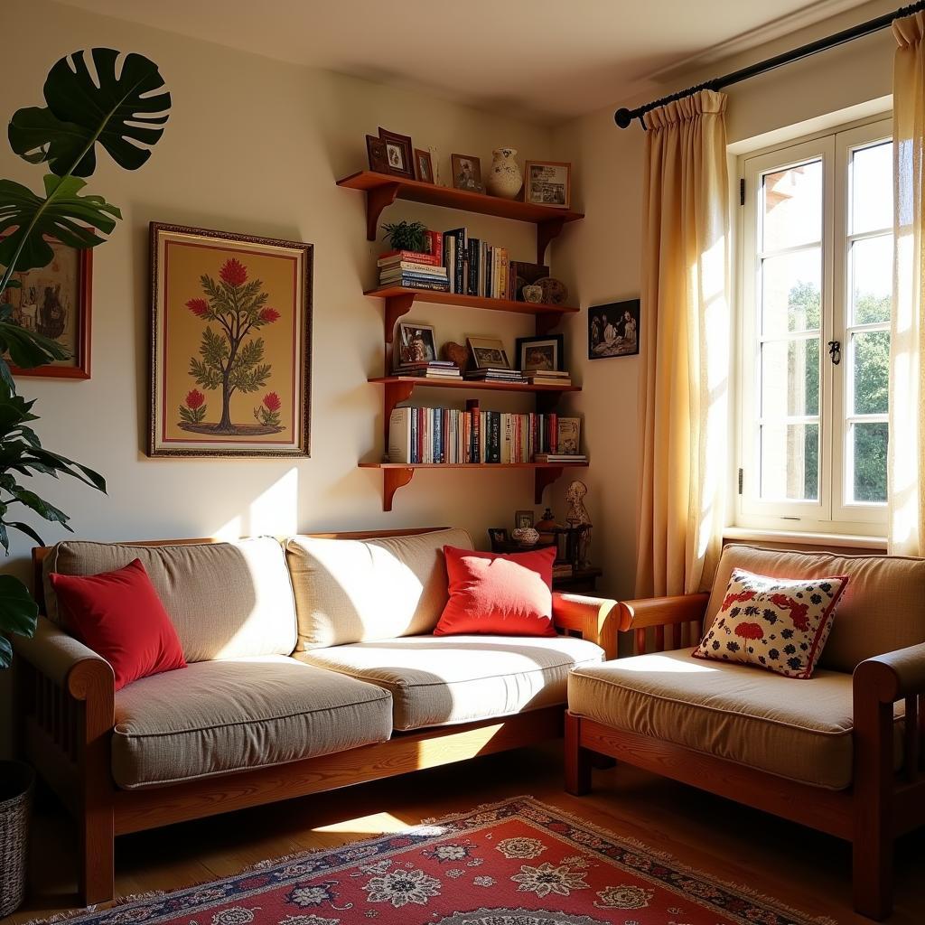 Relaxing in a Cozy Spanish Homestay Living Room